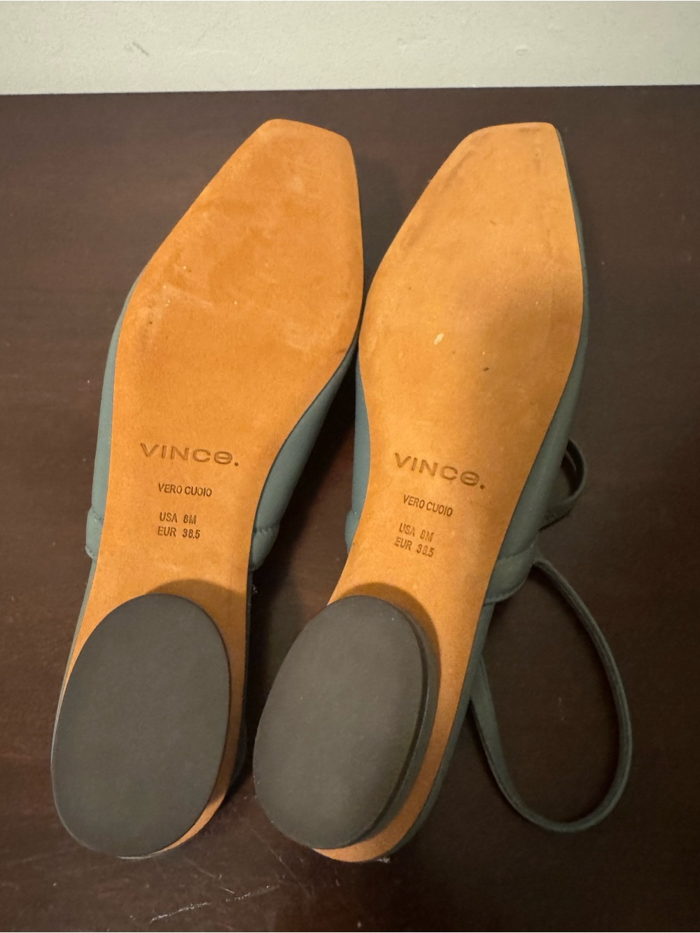 Vince Ruched Square-Toe Slingback Flats in gray/grey /blue - Picture 4 of 4